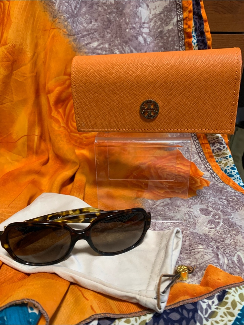 Tory Burch sunglasse case and duster bag